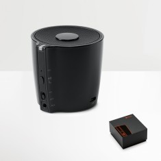 caixa de som com microfone Com Logotipo Da Empresa