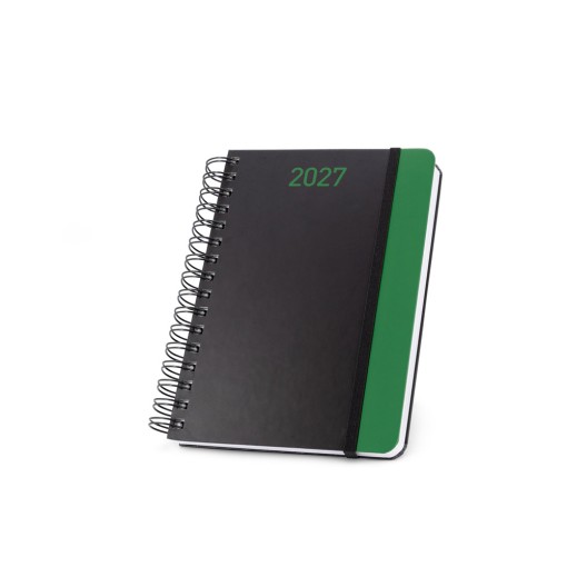 Agenda A5 em papel 100% reciclado e acabamento mate com logotipo