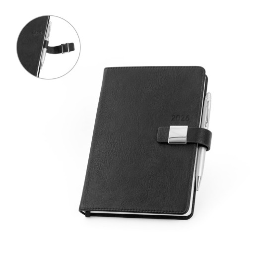 Agenda A5 em PU (58% reciclado) com logotipo