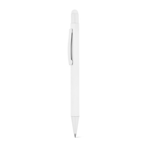 Caneta esferográfica com um design moderno em alumínio 100% reciclado, com acabamento mate corporativo