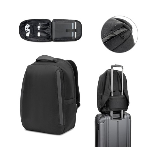 Mochila antirroubo, em poliéster reciclado 600D twill, resistente à água, e bolso para notebook 17'3