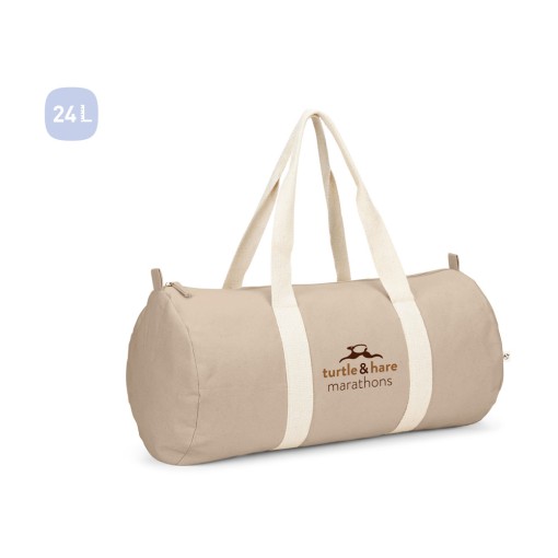 Bolsa esportiva em algodão reciclado e poliéster reciclado (380 g/m² ) promocional