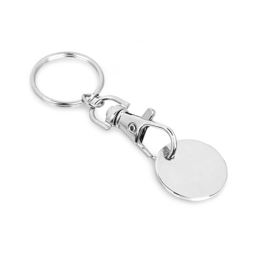 Chaveiro em metal com formato de moeda promocional