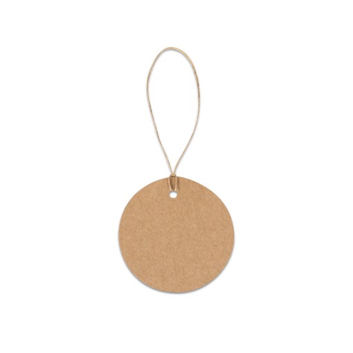 Etiqueta em papel 100% reciclado (700 g/m²) com formato circular personalizado