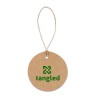 Etiqueta em papel 100% reciclado (700 g/m²) com formato circular personalizado