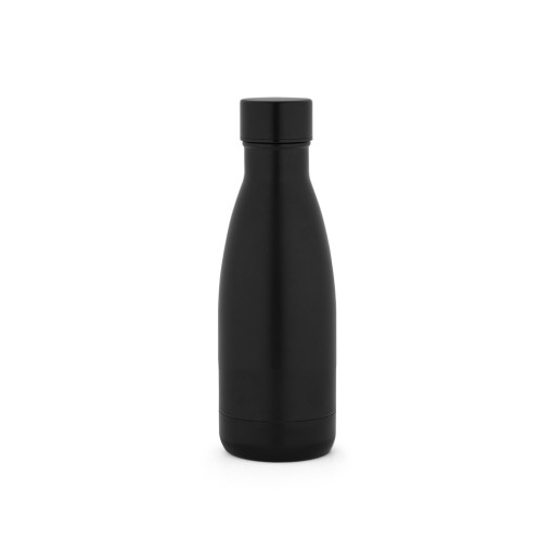 Garrafa térmica em aço inox 90% reciclado com parede dupla, isolada a vácuo e acabamento em mate 400 mL corporativo