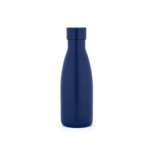 Garrafa térmica em aço inox 90% reciclado com parede dupla, isolada a vácuo e acabamento em mate 400 mL corporativo