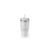Copo de viagem compacto em aço inox 91% reciclado com parede dupla isolada a vácuo e acabamento mate 600 mL corporativo