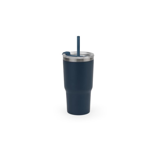 Copo de viagem compacto em aço inox 91% reciclado com parede dupla isolada a vácuo e acabamento mate 600 mL corporativo