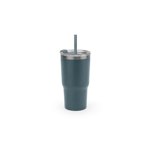 Copo de viagem compacto em aço inox 91% reciclado com parede dupla isolada a vácuo e acabamento mate 600 mL corporativo
