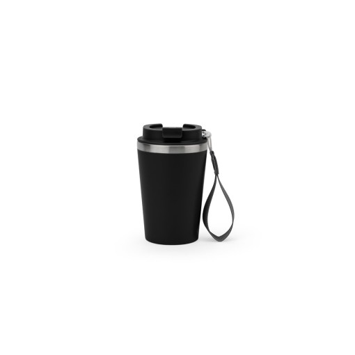 Copo de viagem em aço inox 90% reciclado com parede dupla e acabamento em mate 440 mL com logotipo