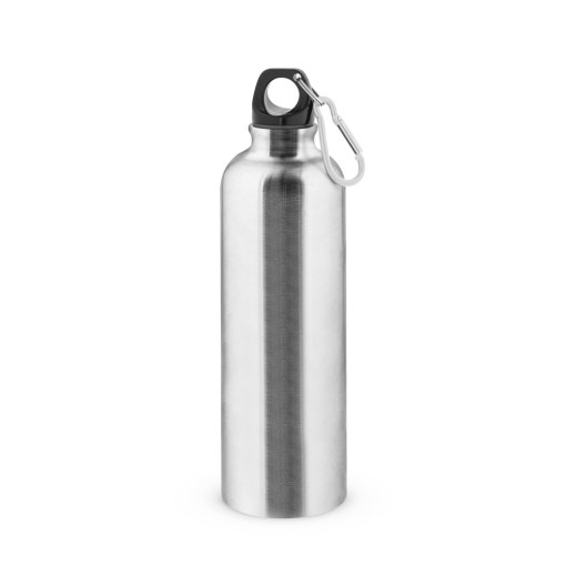 Squeeze esportiva em aço inox de parede simples com mosquetão 790 mL promocional