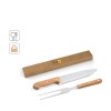 Kit churrasco em caixa presente de papel kraft reciclado com 2 utensílios em aço inox e bambu corporativo