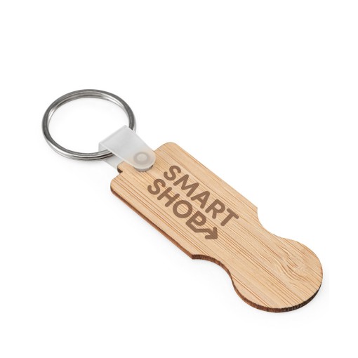 Chaveiro em bambu com extremidade em formato de moeda personalizado
