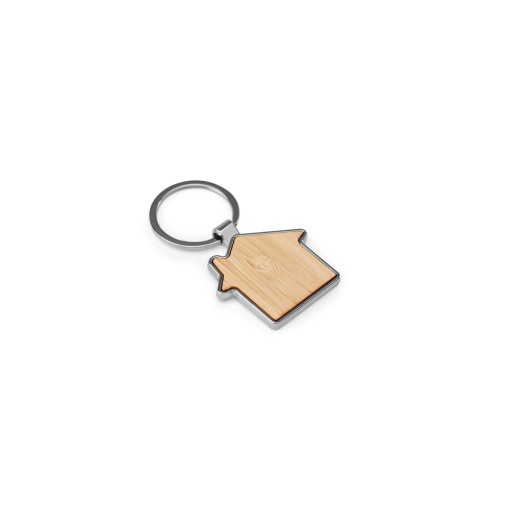 Chaveiro em ferro com formato de casa em zinco e bambu personalizado