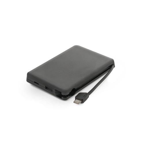 Bateria portátil em ABS 100% reciclado, com cabo integrado e capacidade de 10'000 mAh corporativo