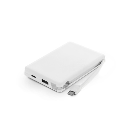 Bateria portátil em ABS 100% reciclado, com cabo integrado e capacidade de 10'000 mAh corporativo
