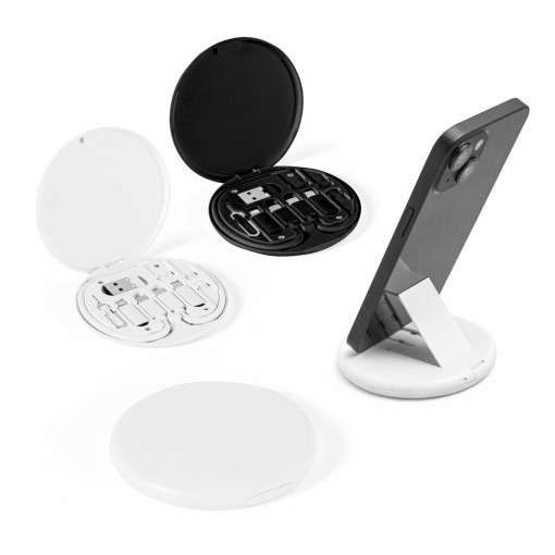 Conjunto cabo e adaptadores de carregamento super-rápido em ABS 100% reciclado que permite a transferência de dados brinde