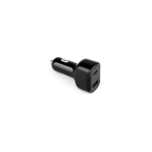 Adaptador de isqueiro com porta USB-A 18W e USB-C 20W em 100% rABS promocional