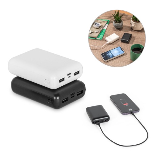 Bateria portáti em ABS 100% reciclado e capacidade de 10'000 mAh corporativo