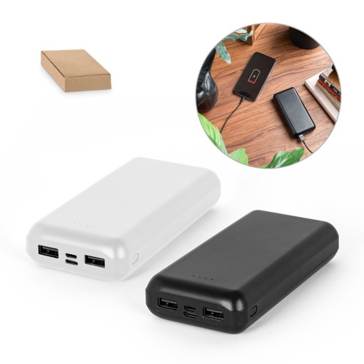 Bateria portátil em ABS 100% reciclado e capacidade de 20'000 mAh brinde