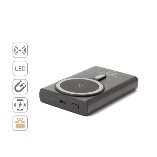 Bateria portátil magnética com carregamento super-rápido em alumínio reciclado e ABS reciclado (10'000 mAh) personalizado