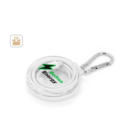 Cabo simples USB-C para USB-C com cordão entrelaçado (60W) com logotipo