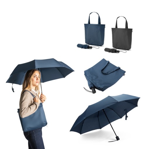 Guarda-chuva 2 em 1 com sacola de compras em poliéster reciclado incluído personalizado
